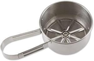 RSVP International EnduranceA Stainless Steel Vintage One-Hand Sifter, 1 cup  Top cakes, Sift Flour, Marinade BBQ & More  Dishwasher Safe  Powder Sugar, Sift Flour, Spread Toppings & More