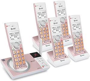 AT&T cL82557 DEcT 60 5-Handset cordless Phone for Home with Answering Machine, call Blocking, caller ID Announcer, Intercom and Long Range, Rose gold