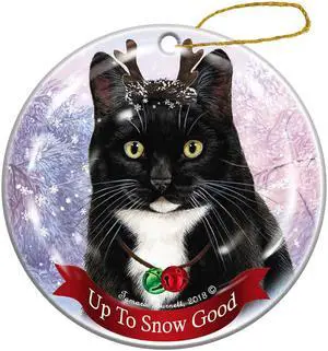 Holiday Pet gifts Tuxedo cat Porcelain christmas Ornament Holiday Pet gifts Tuxedo cat Porcelain christmas Ornament