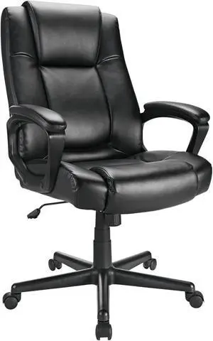 RealspaceA Hurston Bonded Leather High-Back Executive chair, Black