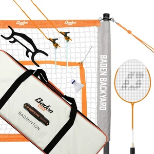 Champions Portable Badminton Set | Regulation Net, 4 Racquets, 3 Shuttlecocks, Boundary & Carry Bag | Ideal for Backyard Fun | Orange/Gray Champions Portable Badminton Set | Regulation Net, 4 Racquets, 3 Shuttlecocks, Boundary & Carry Bag | Ideal for Backyard Fun | Orange/Gray