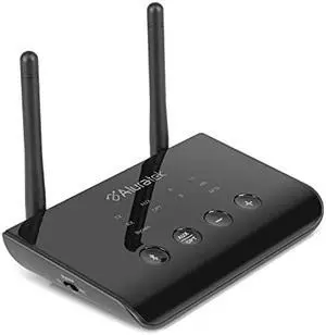 Aluratek Bluetooth 5 Audio Receiver & Transmitter, Supports AUX, RCA and Optical Connections, aptX Low Latency, TV to Wireless Headphones, Airpods (ABCD54F)