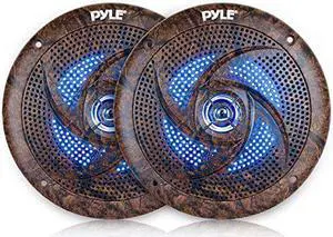 Pyle PLMRLE64DK Waterproof Rated Marine, Low-Profile Slim Speaker Pair with Built-in LED Lights, Camo Style, 6.5" (240 W) (Pair)