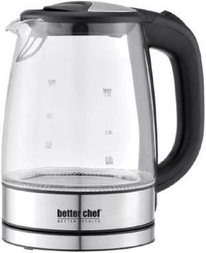 Better chef cordless Electric glass Kettle  7-cup Borosilicate glass  Stainless Steel  LED Light  360-deg Swivel Base  Auto Boil-Dry Shut-Off