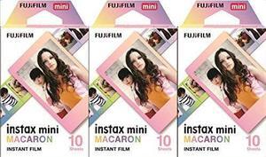Fujifilm Instax Mini Instant Macaron Film, 10 Sheets, 3 Value Set