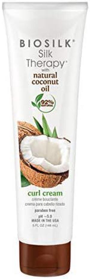 BioSilk Silk therapy with organic coconut oil curl cream - 92% natural, sulfate, paraben and gluten free - 5 Ounce, 5 Fl Ounce