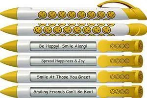 Greeting Pen Smiley Face Rotating Message 6 Pen Set (36573)