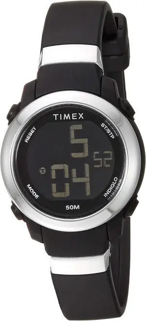 Timex Womens TW5M29300 DgTL Stacked Numbers 28mm BlackSilver Resin Strap Watch