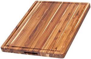 TeakHaus Edge grain cutting Board wHand grip + Juice canal (Rectangle) 20 x 15 x 15
