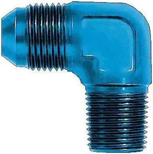 Aeroquip FCM2035 Blue Anodized Aluminum -06AN to 3/8" 90-Degree Pipe Adapter