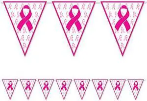 Beistle Ribbon Pennant Banner, 11" x 12, Pink/White