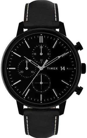 Timex Mens Chicago Chronograph 45mm Quartz Dress Watch with Leather Strap, Black, 20 (Model: TW2U39200VQ) Timex Mens Chicago Chronograph 45mm Quartz Dress Watch with Leather Strap, Black, 20 (Model: TW2U39200VQ)