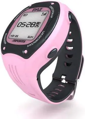Multifunction Sports Training Wrist Watch - Smart Classic Pro Sport Exercise Running Digital Heart Rate Fitness Gear Tracker w/ GPS Navigation, Alarm, Charger, For Men / Women - Pyle PSGP310PN (Pink)