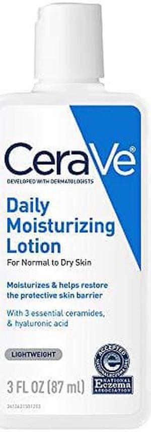 CeraVe Daily Moisturizing Lotion | 3 Ounce | Face & Body Lotion for Dry Skin with Hyaluronic Acid | Fragrance Free