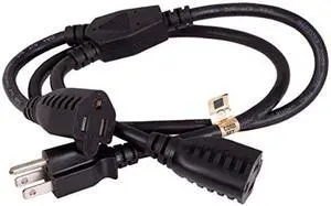 Cable Leader Power Cord Splitter Cable for 2 NEMA 5-15R to 1 NEMA 5-15P (36 inches / 16 AWG)