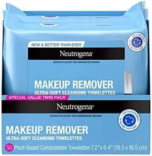 Neutrogena Makeup Remover Cleansing Face Wipes, Daily Cleansing Facial Towelettes Remove Makeup & Waterproof Mascara, Alcohol-Free, 100% Plant-Based Fibers, Value Twin Pack, 25 count, 2 pk Neutrogena Makeup Remover Cleansing Face Wipes, Daily Cleansing Facial Towelettes Remove Makeup & Waterproof Mascara, Alcohol-Free, 100% Plant-Based Fibers, Value Twin Pack, 25 count, 2 pk