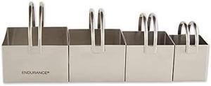 RSVP International Endurance Square Biscuit Cutters - Stainless Steel, Set of 4 | Nest for Easy Storage | For Cutting Thick or Thin Dough | Professional | Dishwasher Safe, Ribbed, Multi Color