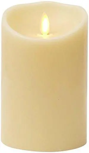 Luminara Realistic Artificial Flame Classic Pillar Candle - Moving Flame LED Battery Operated Lights - Remote Ready - 3.5" x 5" N/A