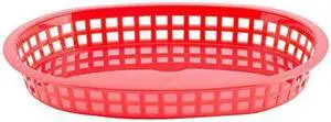 TableCraft 1076R 10-1/2" Red Oval Chicago Platter Basket - (Pack of 12)
