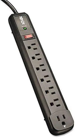 Tripp Lite TLP74RB Protect It! Surge Suppressor, 7 Outlets, 4 ft Cord, 1080 Joules, Black