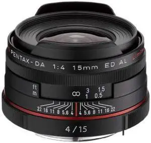 Pentax K-Mount HD DA 15mm f/4 ED AL 15-15mm Fixed Lens for Pentax KAF Cameras (Limited Black)