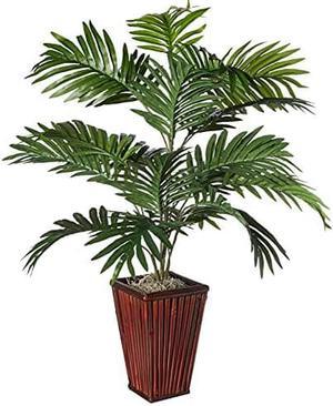 Nearly Natural 6675 Areca Palm with Bamboo Vase Decorative Silk Plant, Green,7.5" x 9" x 30"