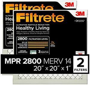 Filtrete 20x20x1, AC Furnace Air Filter, MPR 2800, Healthy Living Ultrafine Particle Reduction, 2-Pack (exact dimensions 19.69 x 19.69 x 0.78)