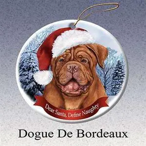 Holiday Pet Gifts Dogue de Bordeaux Santa Hat Dog Porcelain Christmas Tree Ornament Holiday Pet Gifts Dogue de Bordeaux Santa Hat Dog Porcelain Christmas Tree Ornament