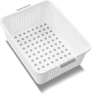madesmart Classic Medium Storage Basket - White | CLASSIC COLLECTION | Multi-Purpose Organizer | Soft-grip Dots and Non-slip Feet | BPA-Free