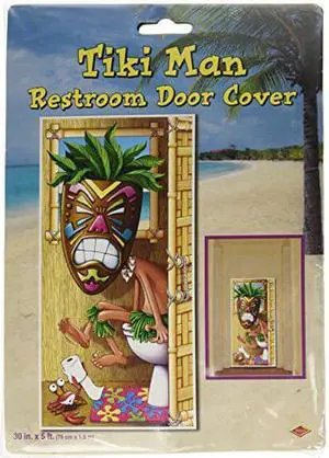 Tiki Man Restroom Door Cover Party Accessory (1 count) (1/Pkg)