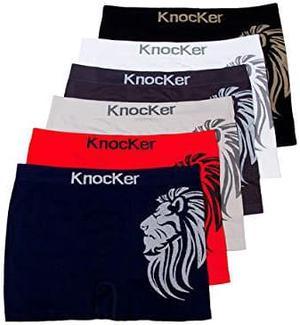 Knocker 6 pk Men`s Seamless Athletic Compression Boxer Briefs Underwear One Size