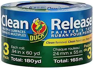 Blue Painters Tape 1-Inch (0.94-Inch x 60-Yard) Duck Clean Release, Multi-Use, 3 Rolls, 180 Total Yards