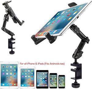 ChargerCity Heavy Duty Aluminum Alloy Pole/Bar Mic Microphone cymbal Stand Tablet Smartphone Holder Zoom Meeting Clamp Mount for iPad Pro Air Mini i-Phone XS 11 12 MAX Samsung Galaxy Tab S20 S21