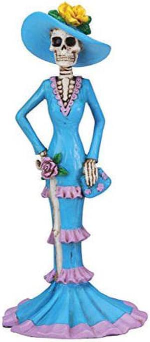 Dod Blue Senorita Mexican Traditional Skeleton Figurine