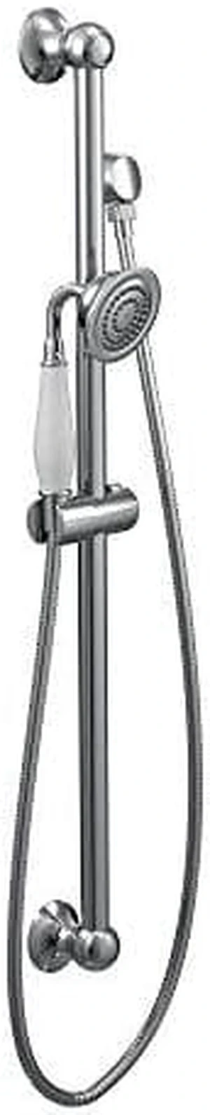 Moen S12107EP Weymouth Traditional Eco-Performance Handshower Handheld Shower with 30-Inch Slide Bar and 69-Inch Metal Hose, Chrome Moen S12107EP Weymouth Traditional Eco-Performance Handshower Handheld Shower with 30-Inch Slide Bar and 69-Inch Metal Hose, Chrome
