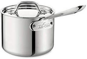 All-Clad Stainless Steel Sauce Pan with Lid Cookware, 2-Quart, Silver,4202