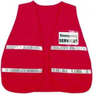 MCR Safety - 611ICV204 ICV204 Incident Command Polyester/Cotton Safety Vest with 1-Inch White Reflective Stripe, Red