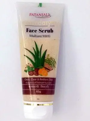 Patanjali Saundarya Face Scrub Multani Mitti (Fullers Earth) 60 grams 2.11 oz - India Patanjali Saundarya Face Scrub Multani Mitti (Fullers Earth) 60 grams 2.11 oz - India