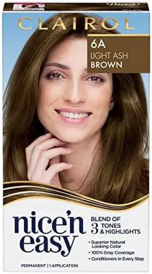 Clairol Nicen Easy Permanent Hair Dye, 6A Light Ash Brown Hair Color, 1 Count