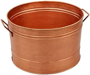 Benzara HGM008 Hammered Pattern Galvanized Farmhouse Style Tub, Copper Benzara HGM008 Hammered Pattern Galvanized Farmhouse Style Tub, Copper