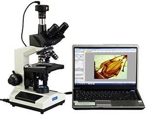OMAX - M837ZL-C100U 40X-2500X Full Size Lab Digital Trinocular Compound LED Microscope with 10MP USB Camera and 3D Mechanical Stage