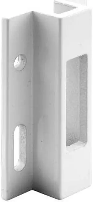 Prime-Line E 2124 Sliding Door Keeper, White Extruded Aluminum, For Hook Style Latch, Viking, Pack of 1