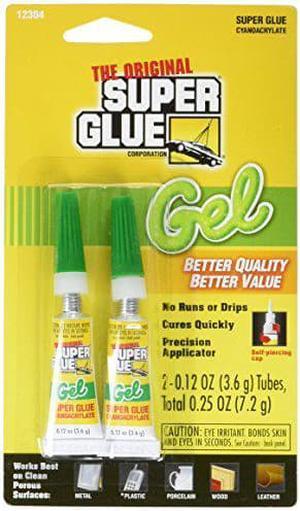 The Original Super Glue Cyanoacrylate Gel, 0.12 Oz Each, 2 Tubes