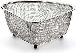 RSVP International Endurance In-Sink Mesh Colander Strainer Basket, 3 Quart | Organize Sponges, Collect Food Scraps | Dishwasher Safe | Small Corner Basket | Steaming, Draining & Rinsing
