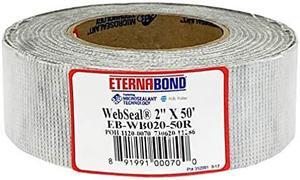 EternaBond WebSeal White 2" x50 MicroSealant Woven Polyester Tape | 23 mil Total Thickness | EB-WB020-50R - Reinforced Fabric for Roof Sealing and Repair