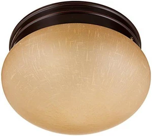 Nuvo Lighting 60/2644 Two Light Medium Mushroom Flush Mount Ceiling Fixture with Champagne Linen Glass Shade Nuvo Lighting 60/2644 Two Light Medium Mushroom Flush Mount Ceiling Fixture with Champagne Linen Glass Shade