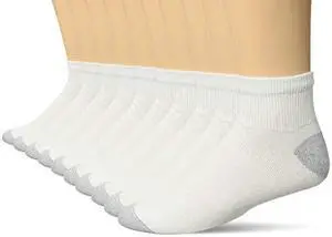Hanes Ultimate Mens 10-Pack Ankle Socks, White, 10-13 (Shoe Size 6-12)