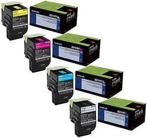 Lexmark 80C1HC0, 80C1HK0, 80C1HM0, 80C1HY0 High Yield Toner Cartridge Set Lexmark 80C1HC0, 80C1HK0, 80C1HM0, 80C1HY0 High Yield Toner Cartridge Set