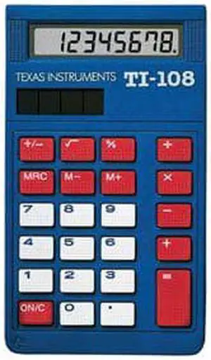 Texas Instruments TI-108 Class Set Calculator for K4, Large keys, Sol Texas Instruments TI-108 Class Set Calculator for K4, Large keys, Sol