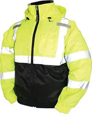 Bomber II Hooded Jacket, Fluorescent Yellow/Green/Black, Medium